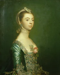 Lady North in a Blue and White Dress